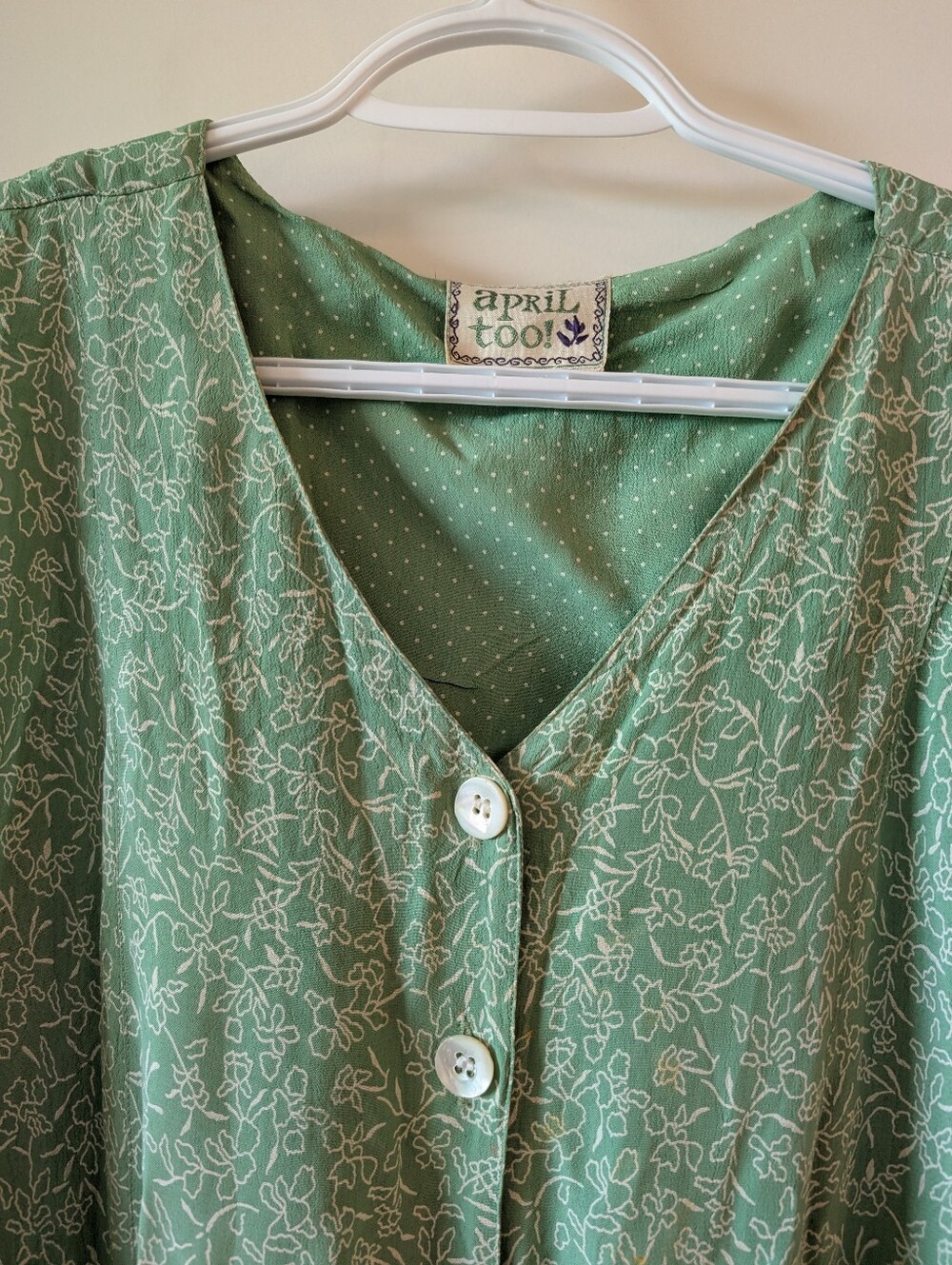 April Cornell Sleeveless Green Button-Front Maxi Dress - Picture 2 of 4